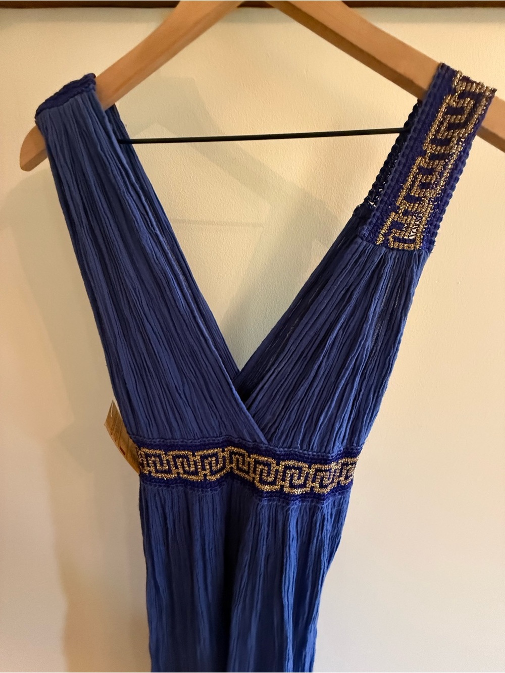 Mythology by Boomil Greek Cotton Blue Goddess Maxi Dress O/S - Picture 3 of 11